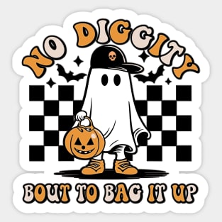 Cool No Diggity Bout To Bag It Up Ghost Halloween Sticker